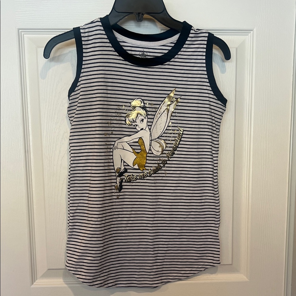 Disney Striped Tank Top with Gold Tinkerbell